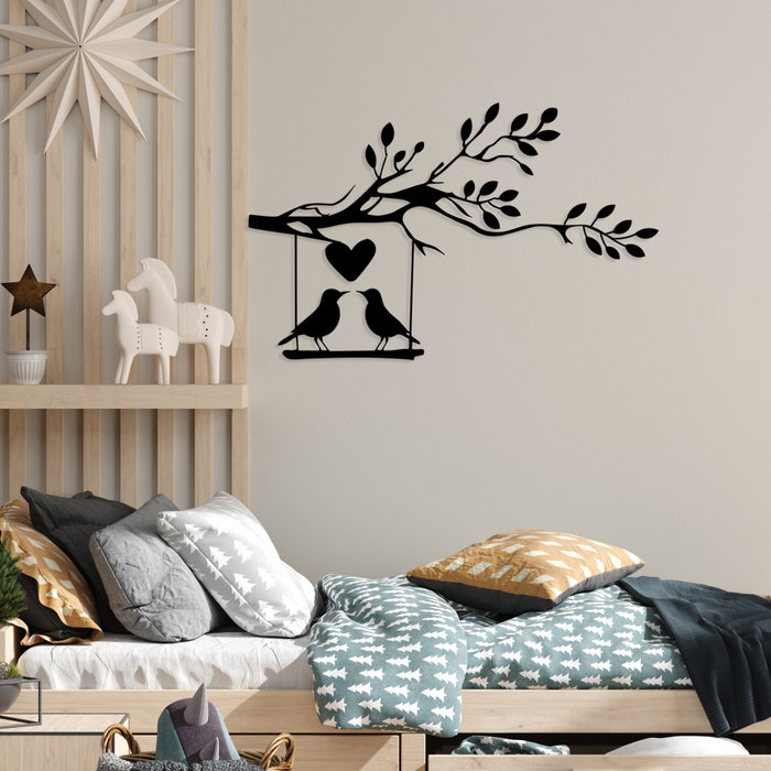 Wallity Love Of Birds Escultura de Pared de Metal Negra